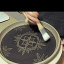 Patera ceramiczna Folk, zdobiona metodą sgraffito