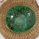 Ceramiczna misa dekoracyjna zielona z motywem liścia