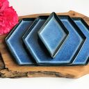 Ceramiczny zestaw talerzy geometrycznych do serwowania - zestaw 4 szt.