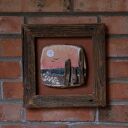 Obraz ceramiczny w drewnianej ramie Enio Art - morze i zachód słońca (29x29 cm)
