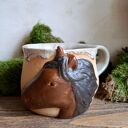 Kubek ceramiczny Koń - ręcznie lepiony prezent dla miłośniczki koni