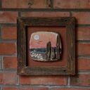 Obraz ceramiczny w drewnianej ramie Enio Art - morze i zachód słońca (29x29 cm)
