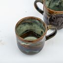 Duży kubek ceramiczny z wilkiem Bieszczady 450 ml - brąz mat