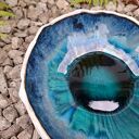 Ręcznie lepiona misa ceramiczna Muszla w turkusowo-granatowych odcieniach