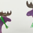 Łoś świąteczny - para figurek z ceramiki handmade