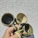 Kubek ceramiczny 4 szt - ręcznie lepione filiżanki z talerzykiem
