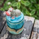 Ręcznie wykonana cukiernica ceramiczna z hipopotamem