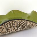 Limonkowa artystyczna misa ceramiczna z koronkowym wzorem