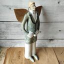Anioł lekarz w seledynowym kitlu - ceramiczna dekoracja 33 cm