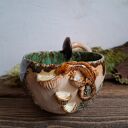 Kubek ceramiczny Leśny Dar z jaszczurką - handmade Smokfa