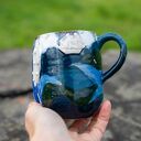 Kubek duży kamionkowy - z wielorybem - Akwarelowe morze white - 450 ml