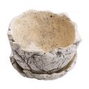 Doniczka ceramiczna M z jasnej gliny na rośliny - rękodzieło z podstawką