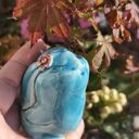 Turkusowy zając ceramiczny - wyjątkowa figurka handmade do domu i ogrodu