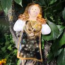 anioł ceramiczny Pyza w pomarańczowej sukience