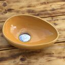 Mała ceramiczna umywalka nablatowa - ręcznie robiona, pomarańczowa