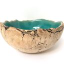 Miseczka ceramiczna organiczna w kolorze turkusowym - ręcznie wypalana