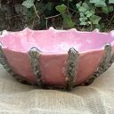 Ceramiczna umywalka nablatowa Jeżowiec w różu (handmade)