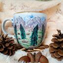 Ręcznie malowany kubek porcelanowy 480 ml - Dzikie marchewki i szop