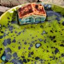 Ceramiczny pojemnik na biżuterię - zielona miseczka