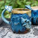 Handmade Kubek z Muchomorkiem | Grzybki Nocne poszycie | ok 450 ml ciemny (4)