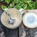 Filiżanka z figurką kota - rękodzieło ceramiczne 400 ml