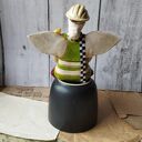 Anioł personalizowany kierownik budowy - figurka z ceramiki z ptaszkiem