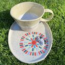 Ręcznie robiony zestaw ceramiczny z Buldogiem Francuskim