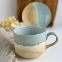 Duża filiżanka ceramiczna ze spodkiem 350 ml - Niebieskie migdały