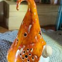 Krasnal ceramiczny lampion bożonarodzeniowy 14 cm (pomarańczowy)