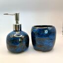 Zestaw łazienkowy „Niebieska Chmurka” - dozownik i kubek na szczoteczki mydelninczka