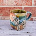 Handmade kubek ceramiczny z wilkiem - duży 400 ml Moss (dla miłośnika lasu)