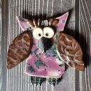 Kolorowa sowa - ceramiczna zawieszka handmade