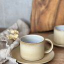 Prosta filiżanka ceramiczna ze spodkiem 250 ml beżowa - Pustynny piach