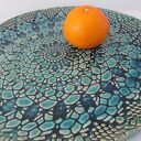 Turkusowa patera ceramiczna z koronką