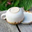 Ceramiczna filiżanka 300 ml z figurką hipopotama - beżowy blues