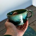 Filiżanka z kapibarą „Seledynowe jeziorko” - rękodzieło ceramiczne ok. 350 ml