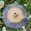 Ręcznie robiony ceramiczny kwiat 16 cm - turkusowa dekoracja z dwukrotnym wypalaniem