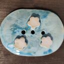 Mydelniczka ceramiczna turkusowa z motywem żabki
