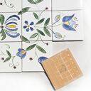 Ręcznie malowane dekory ceramiczne etno - zestaw 9 białych kafelków