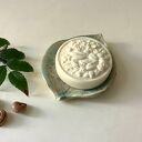 Mydelniczka ceramiczna w kształcie liścia - biało-turkusowa handmade