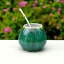 naczynie do yerba mate matero ceramiczne handmade w kolorze szmaragdowym 300ml / 11
