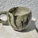 Kubek ceramiczny 4 szt - ręcznie lepione filiżanki z talerzykiem