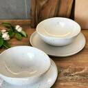 Zestaw ceramiczny dla 6 osób - beżowo-brązowa zastawa stołowa