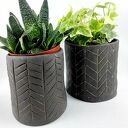 Komplet 3 matowych doniczek ceramicznych z czarnej gliny - handmade