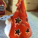 Ręcznie robiony krasnal ceramiczny - lampion bożonarodzeniowy ok. 14 cm 