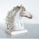 Pegaz ceramiczny - popiersie konia w stylu shabby chic, biel z efektem