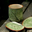 Ceramiczny zestaw łazienkowy Łopian - kubek na szczoteczki