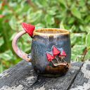 Kubek ceramiczny z muchomorkiem - rękodzieło, ok. 500 ml
