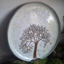 Duży talerz ceramiczny Kwitnące drzewo - ręcznie lepiony i użytkowy