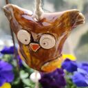 Ręcznie robiona sowa ceramiczna - dzwoneczek na balkon i do ogrodu